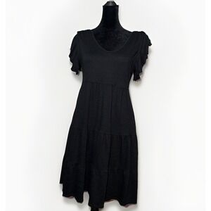 Max Studio Tiered A-Line Dress Size M Flutter Sleeves  V-Neckline $98